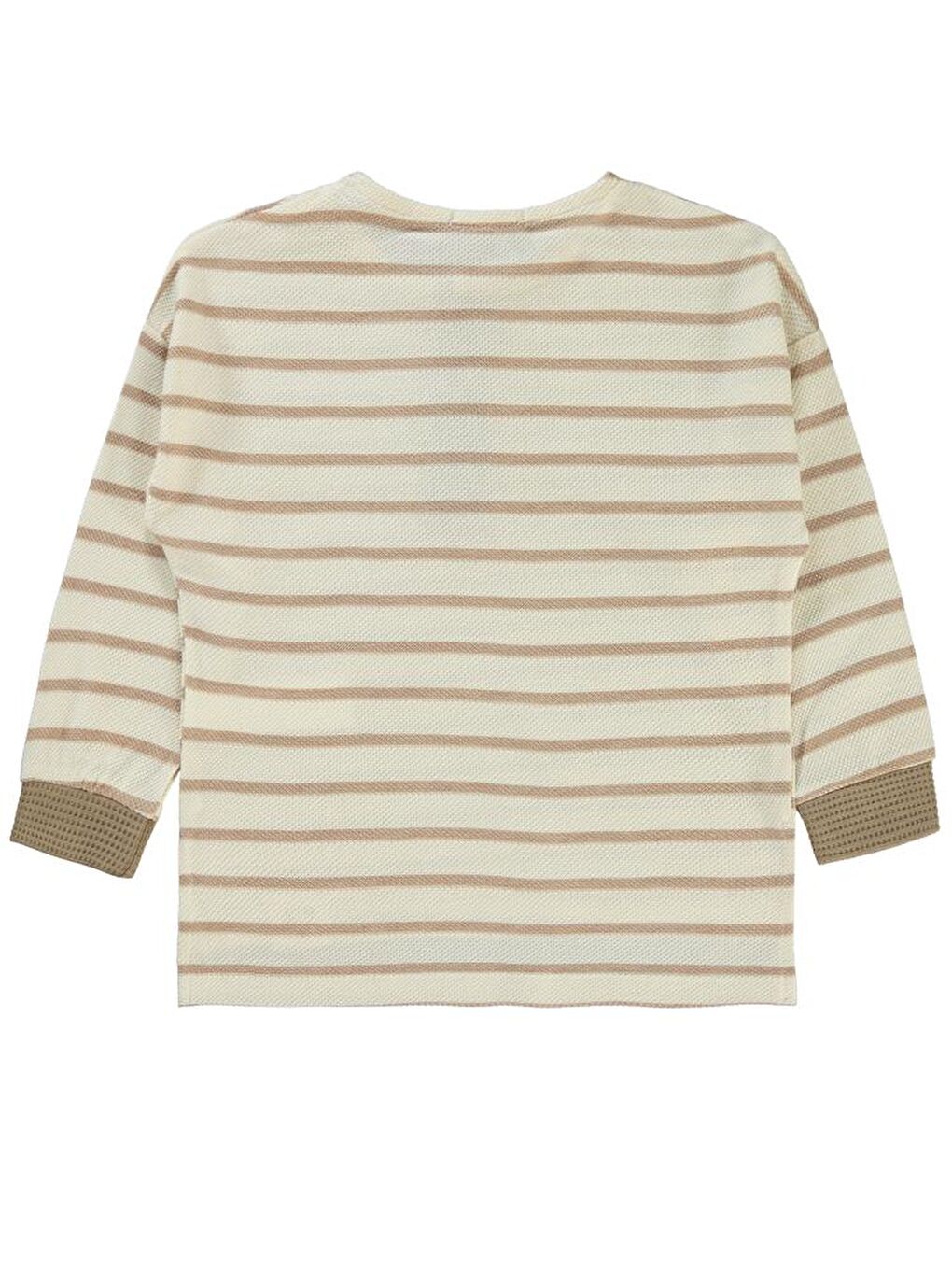 Kahverengi Boys Çizgili Düğmeli 2-5 Yaş Sweatshirt-1