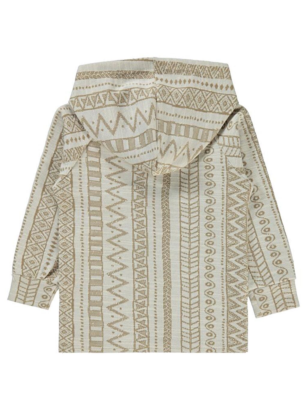 Bej Boys Kendinden Desenli Kapüşonlu 2-5 Yaş Sweatshirt-1