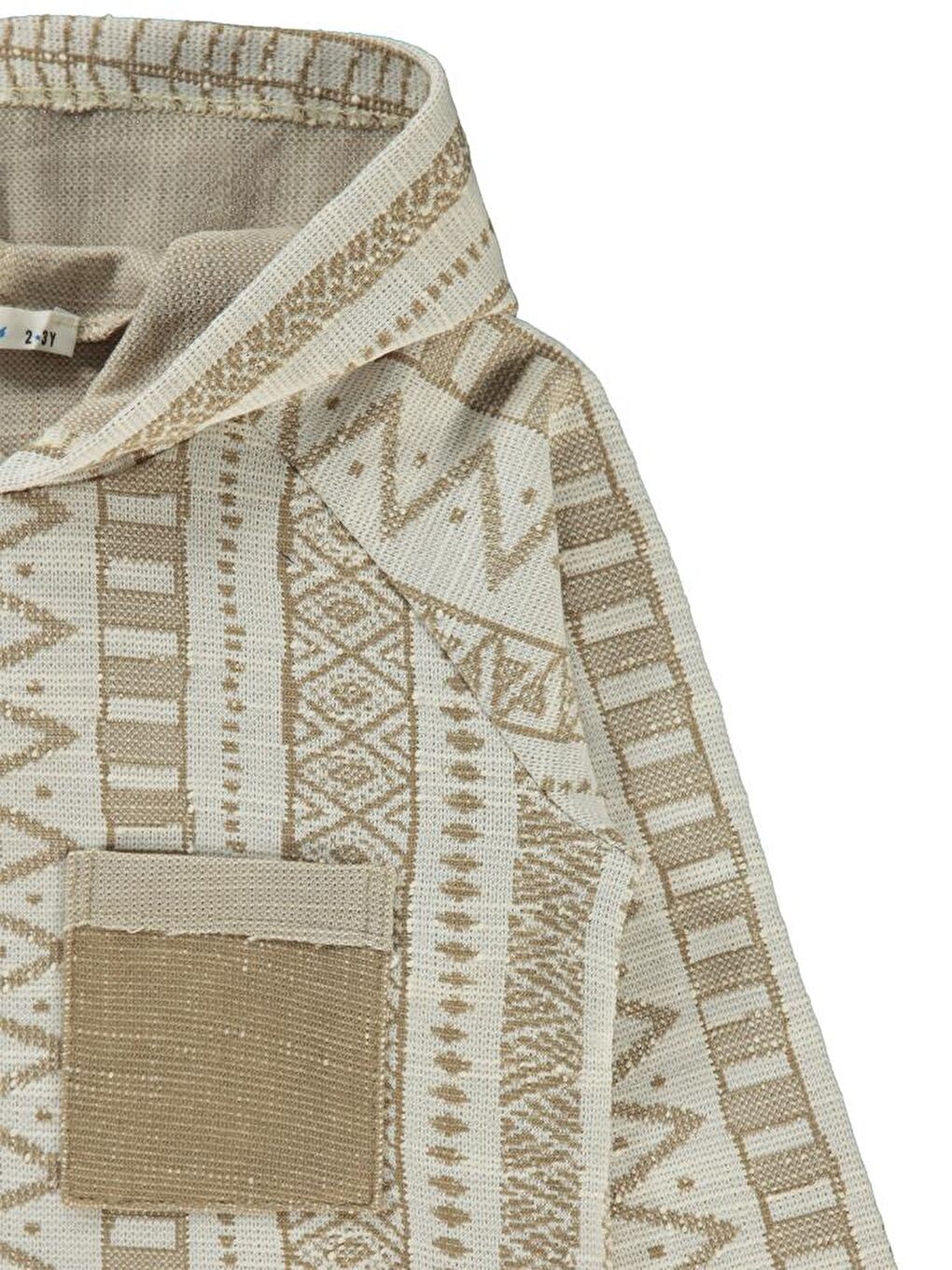 Bej Boys Kendinden Desenli Kapüşonlu 2-5 Yaş Sweatshirt-2