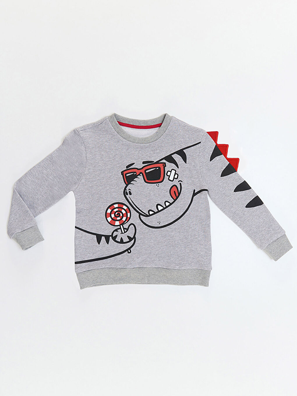 Şekerci Dinozor Erkek Çocuk Gri Sweatshirt-2