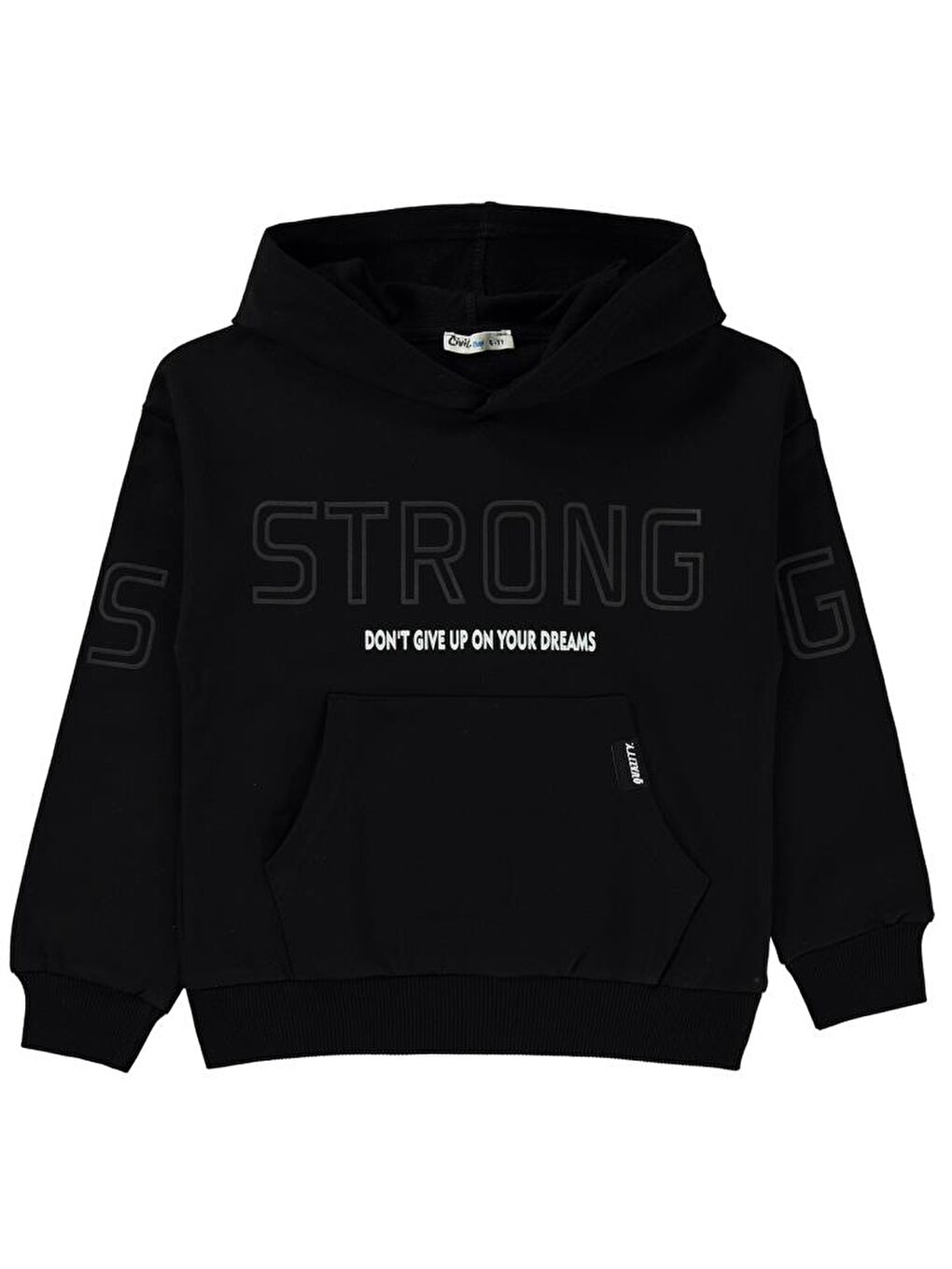 Siyah Boys Strong Baskılı 6-9 Yaş Sweatshirt