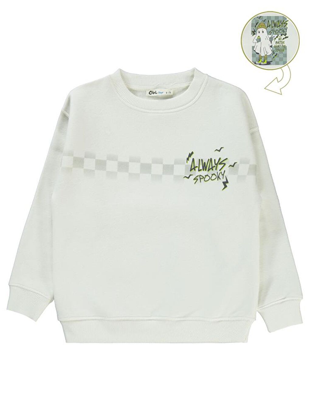 Beyaz Boys Dama Sweat 6-9 Yaş Sweatshirt