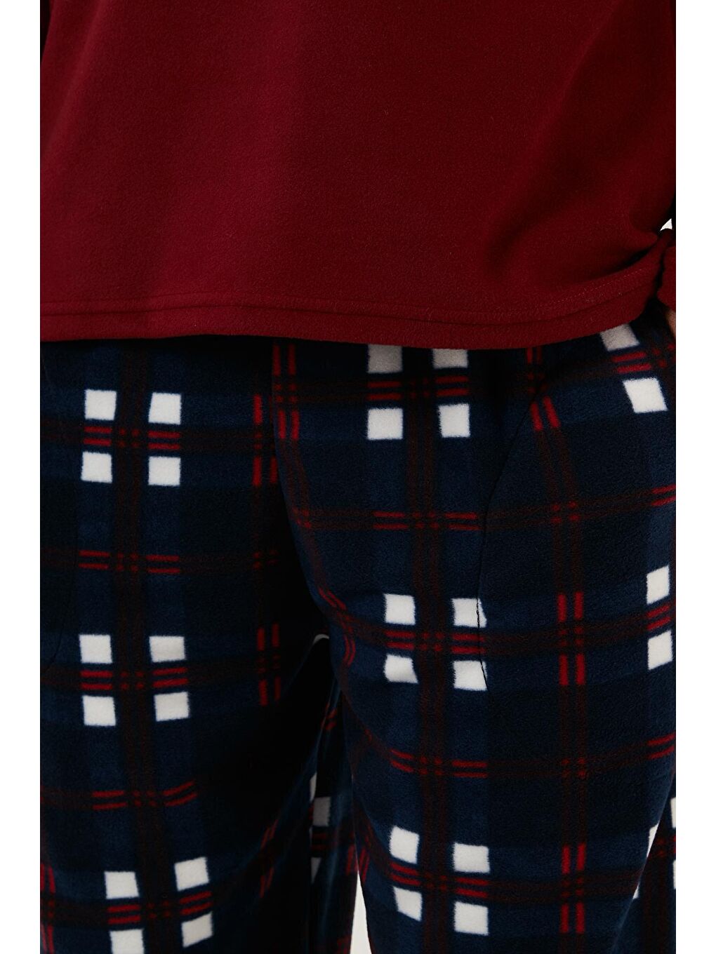 Buratti Bordo Regular Fit Bisiklet Yaka Kışlık Yumuşak Dokulu Polar Pijama Takımı 6096100 - 4