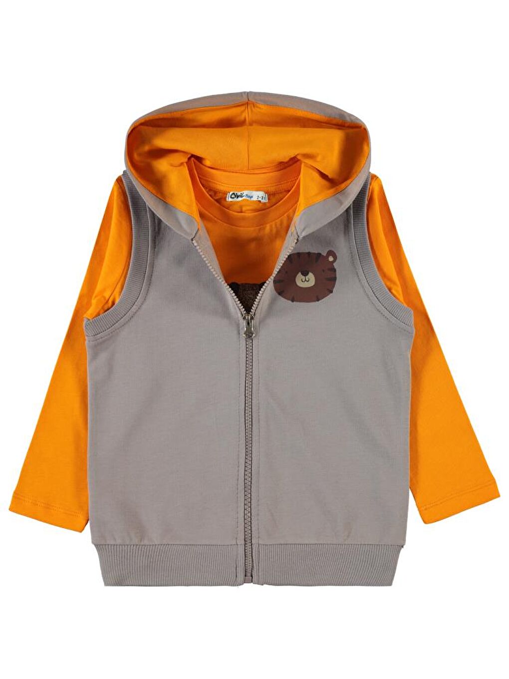 Gri Boys Dude Baskılı 2-5 Yaş Yelekli Sweatshirt