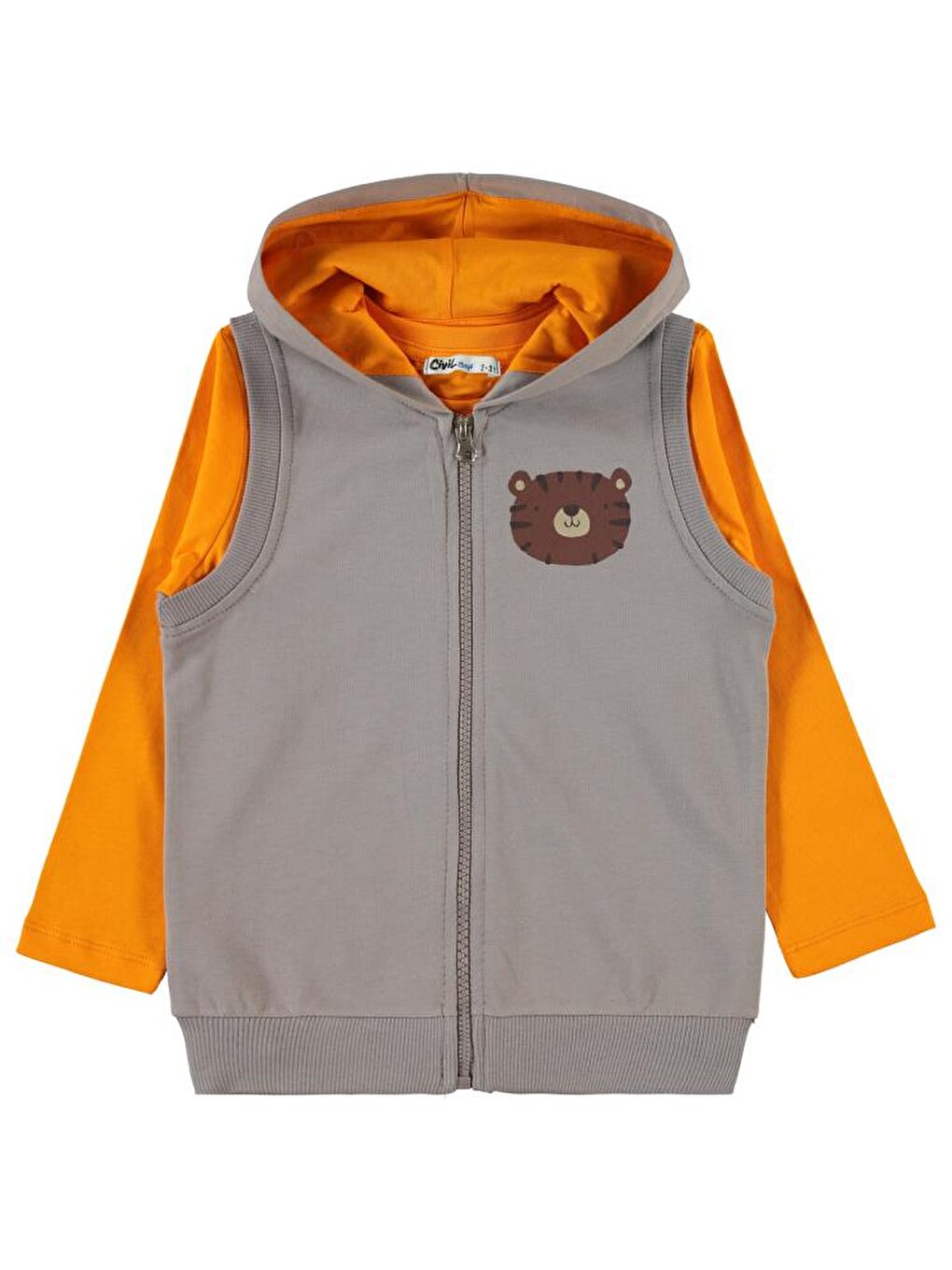 Gri Boys Dude Baskılı 2-5 Yaş Yelekli Sweatshirt-3