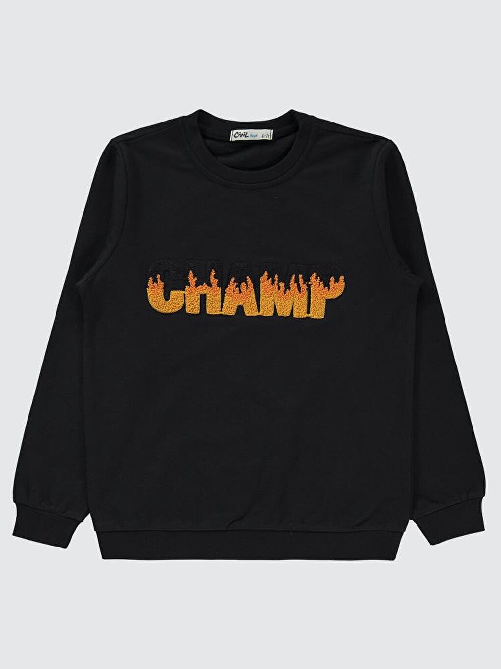 Siyah Boys Champ Baskılı 6-9 Yaş Sweatshirt