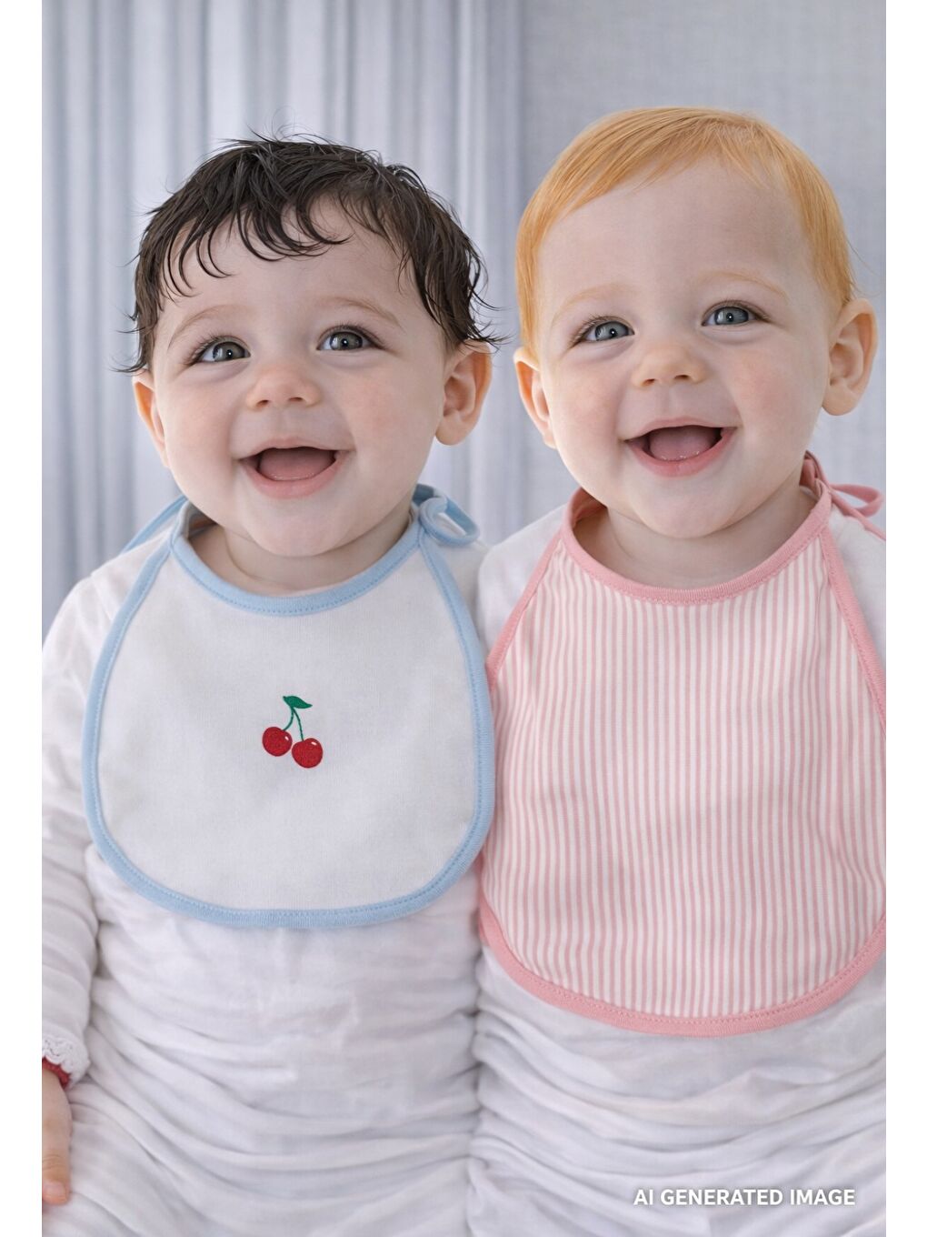 Kız Çocuk Baskılı %100 Pamuk 2'li Önlük Beyaz