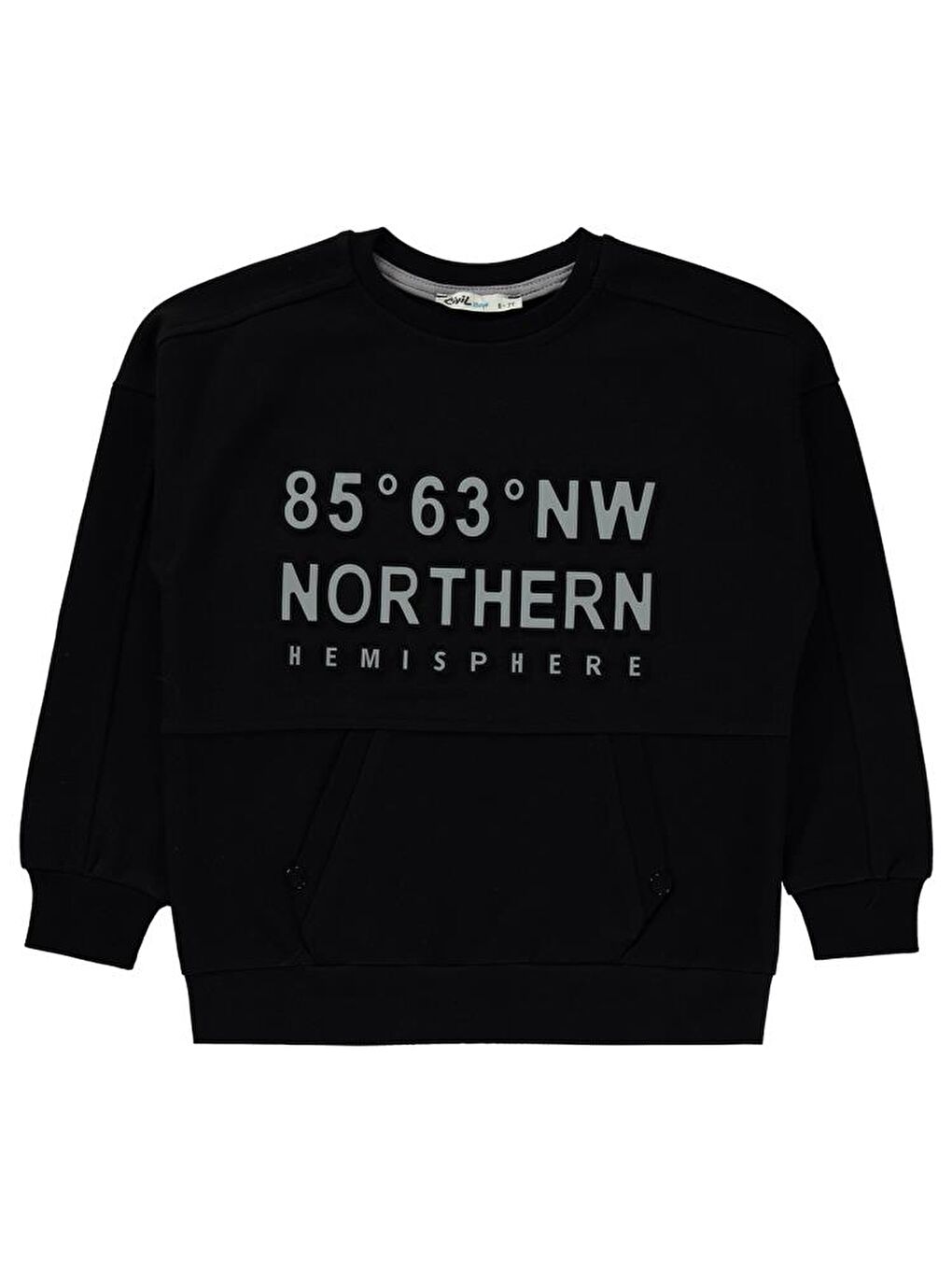 Siyah Boys Northern Baskılı 10-13 Yaş Sweatshirt-1