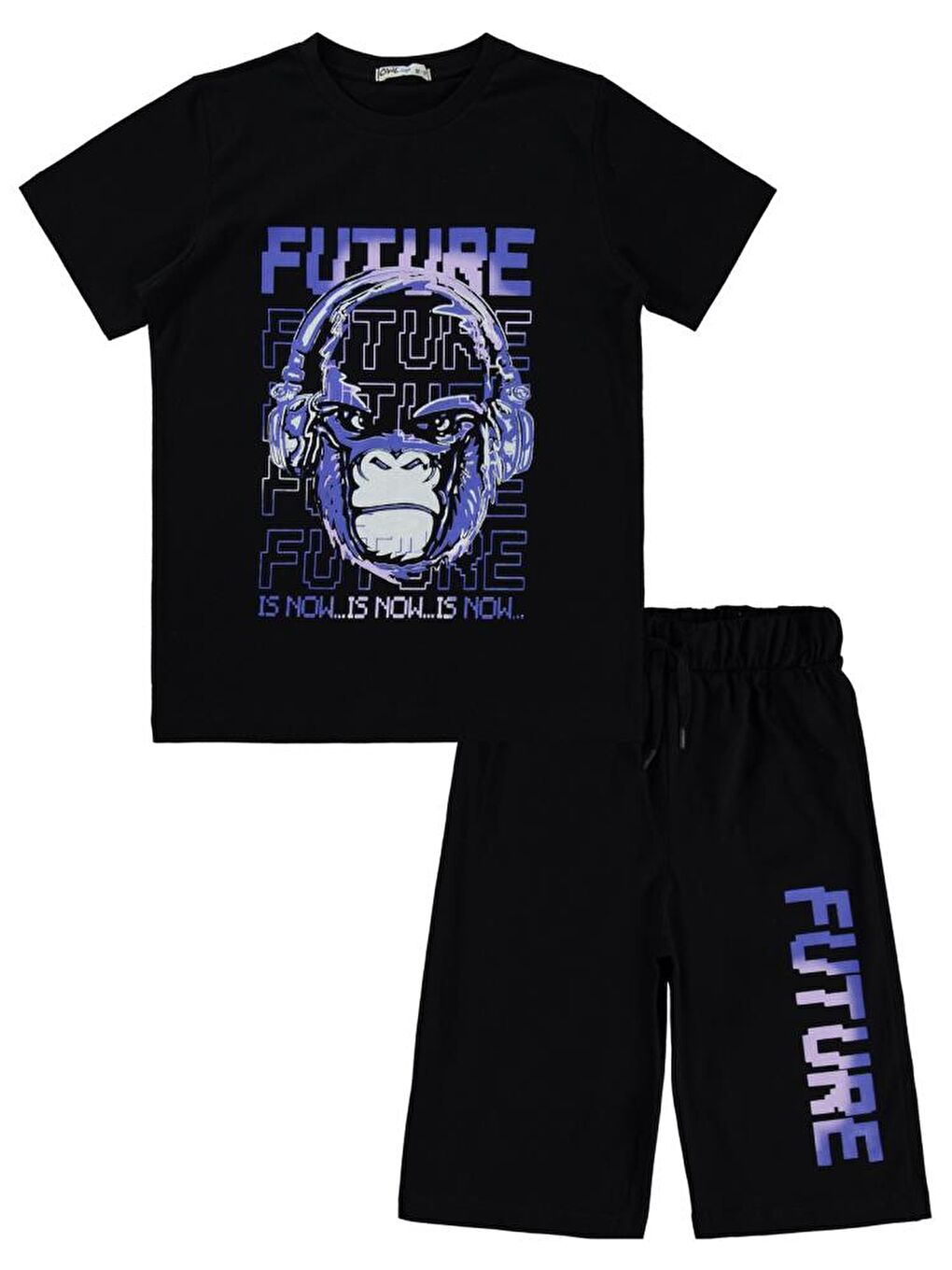 Siyah Boys Future Baskılı 10-13 Yaş Pijama Takımı-1