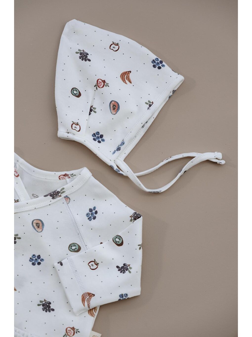 Beyaz Meyve Baskılı Pure Hug Serisi Kruvaze 3'lü Takım-2