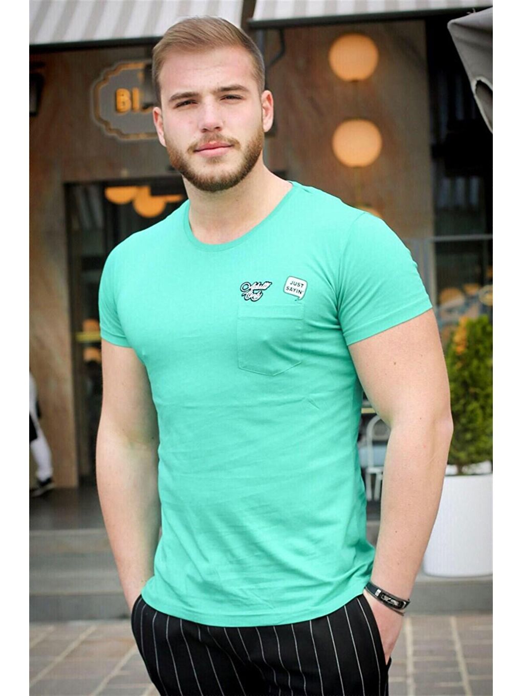 Arma Detaylı Yeşil Tişört 3037-1