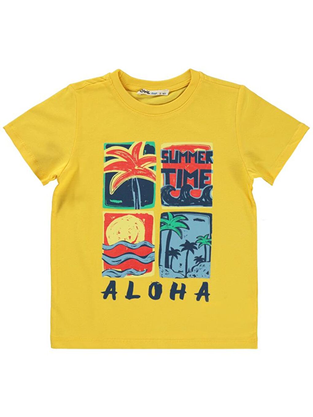 Sarı Boys Summer Tıme Baskılı 2-5 Yaş Tişört
