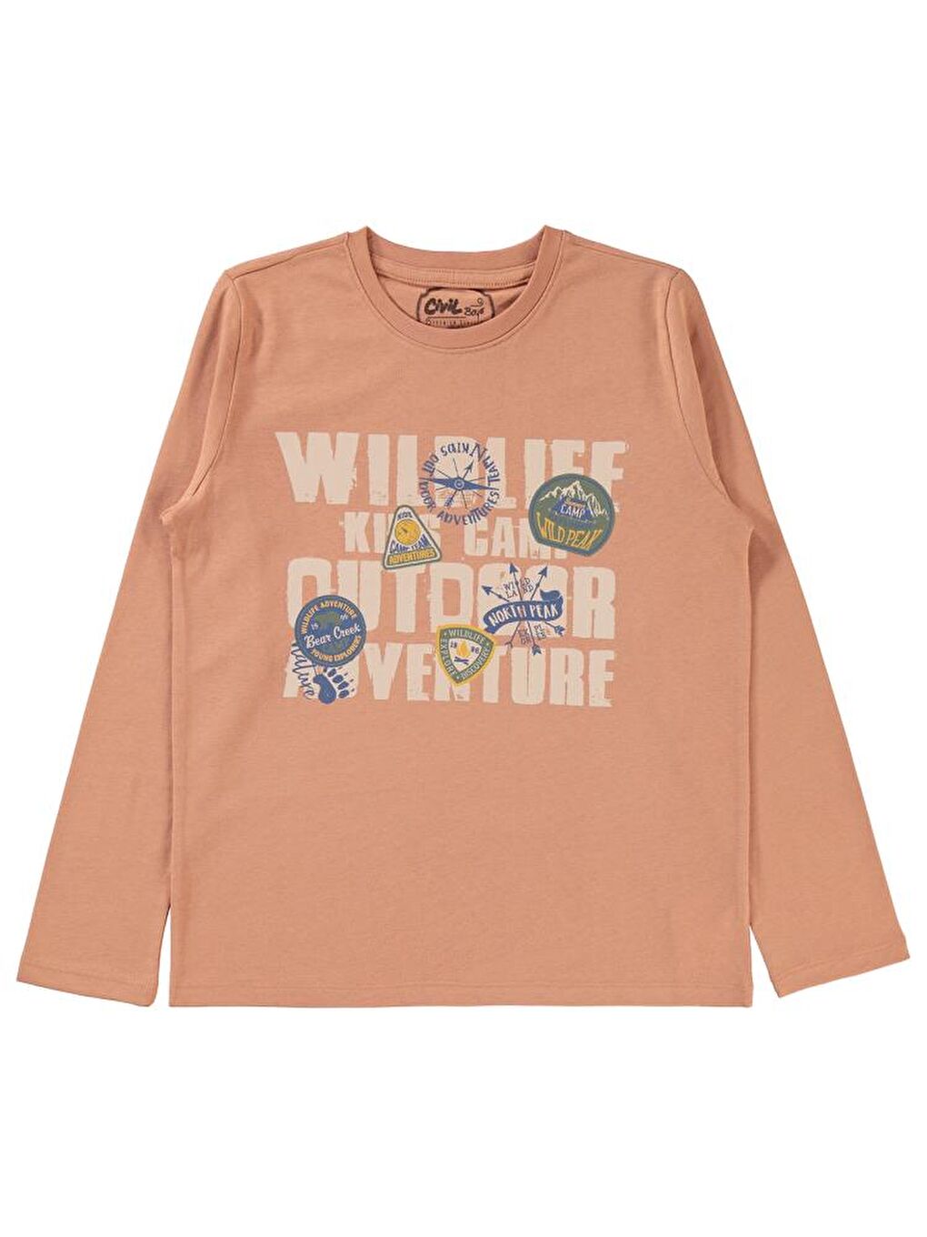 Kahverengi Boys Wild Life Baskılı 10-13 Yaş Sweatshirt