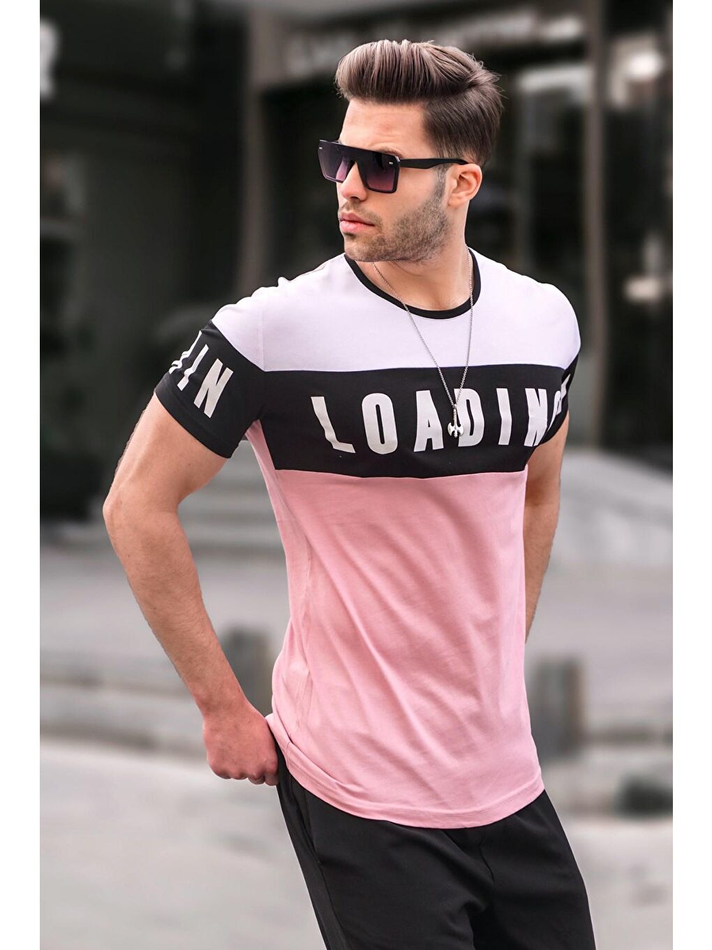 Pembe Baskılı Pudra %100 Pamuk Tişört 2974