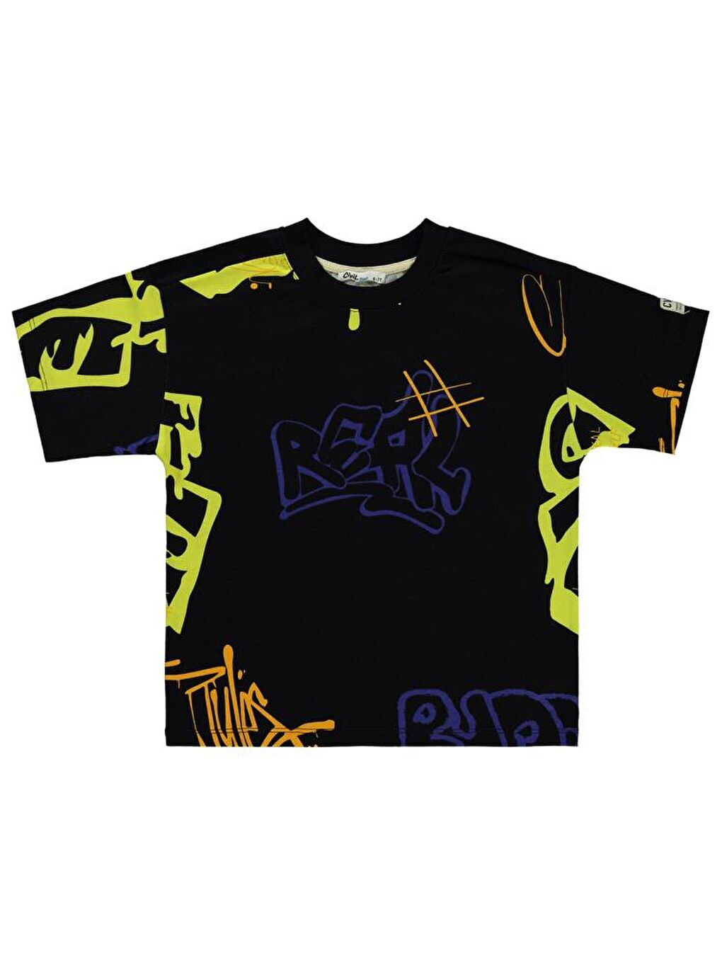 Siyah Boys Graffiti Empirme 6-9 Yaş Tişört-1