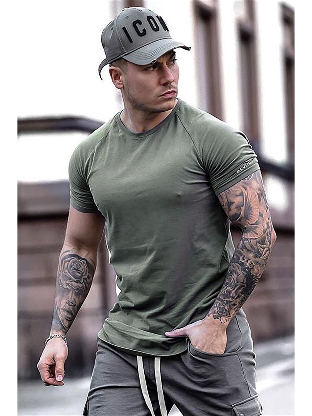 Reglan Kol Haki Tişört 4102