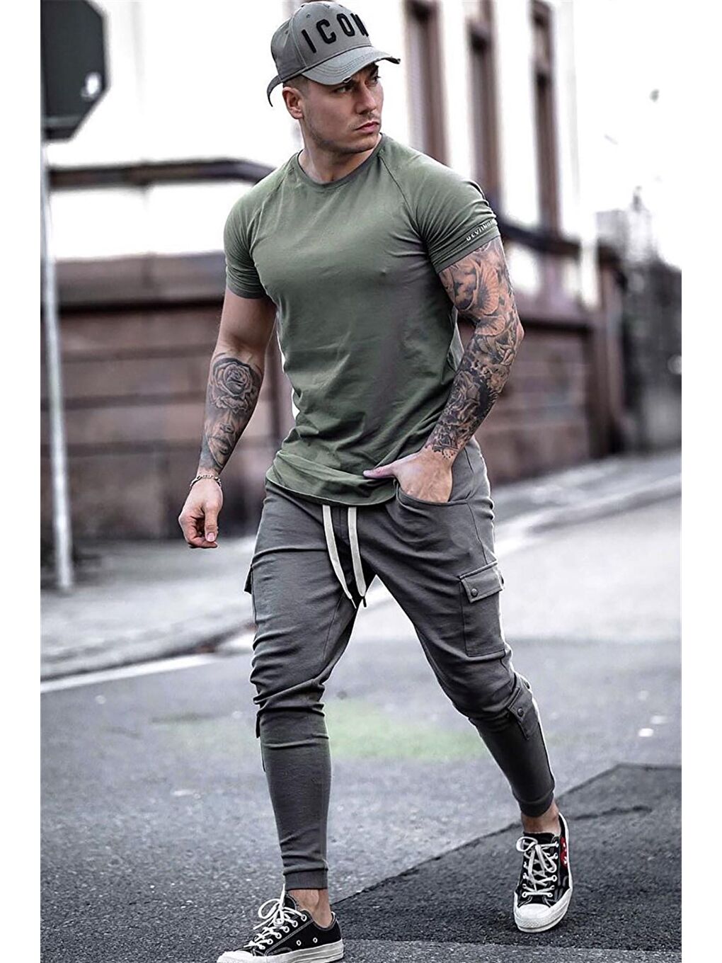 Reglan Kol Haki Tişört 4102-1