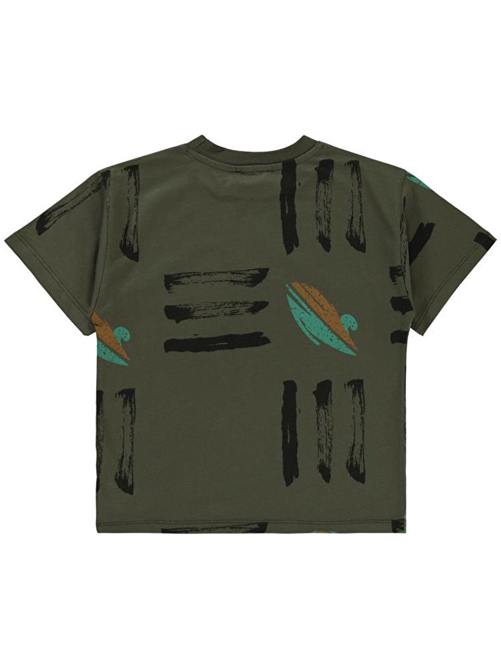 Haki Boys Üç Çizgi Emprime Cvl Etiketli 10-13 Yaş Tişört-1