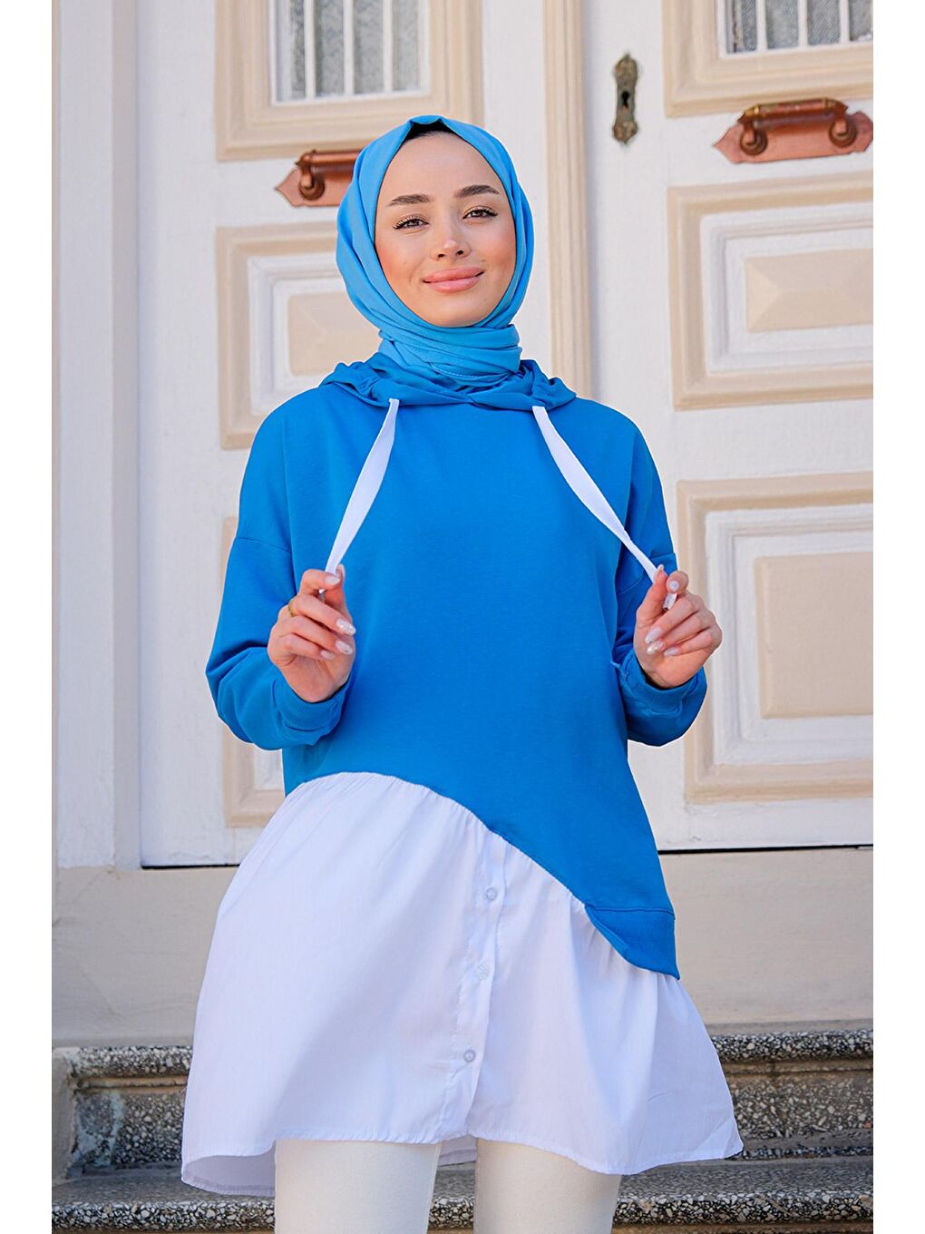 Kadın Kapüşonlu Tunik Mavi