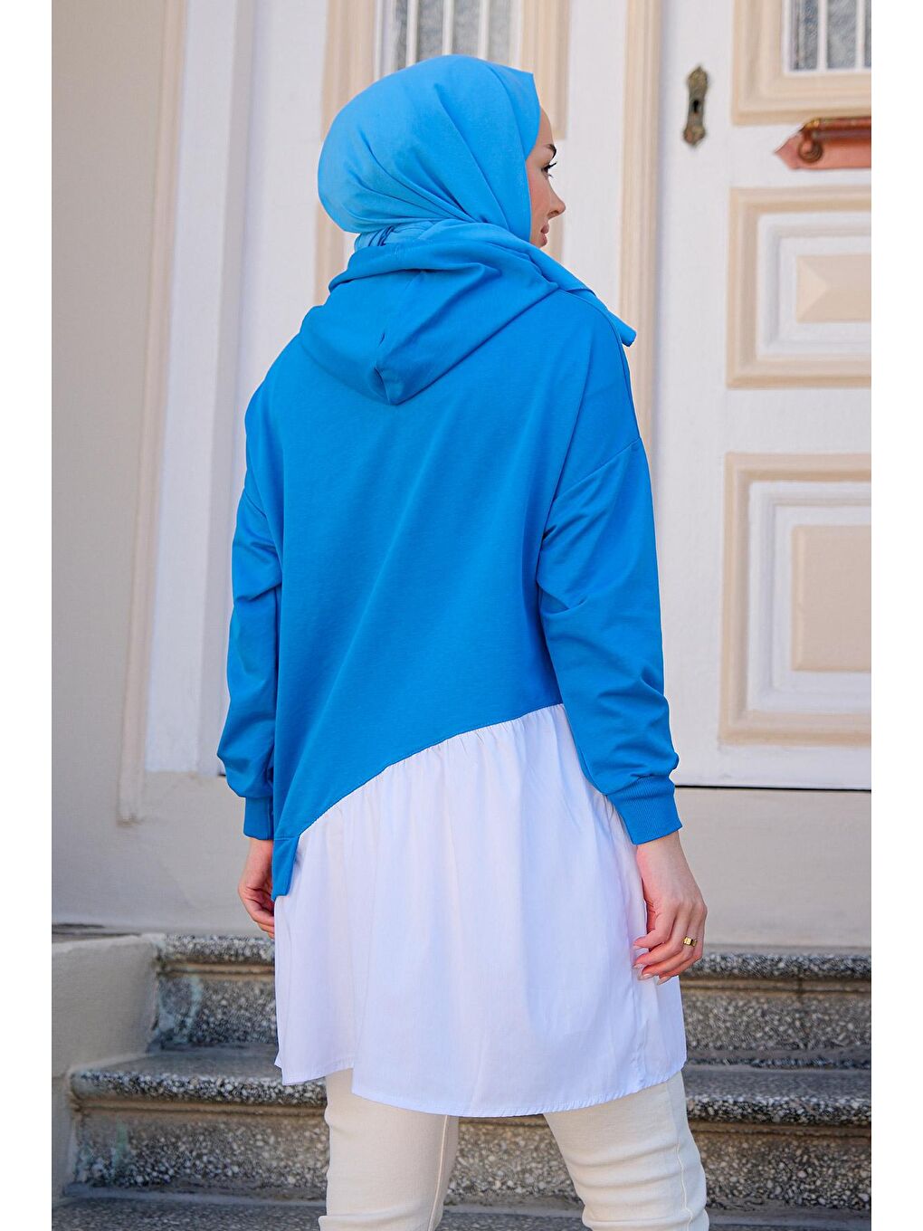Kadın Kapüşonlu Tunik Mavi-3