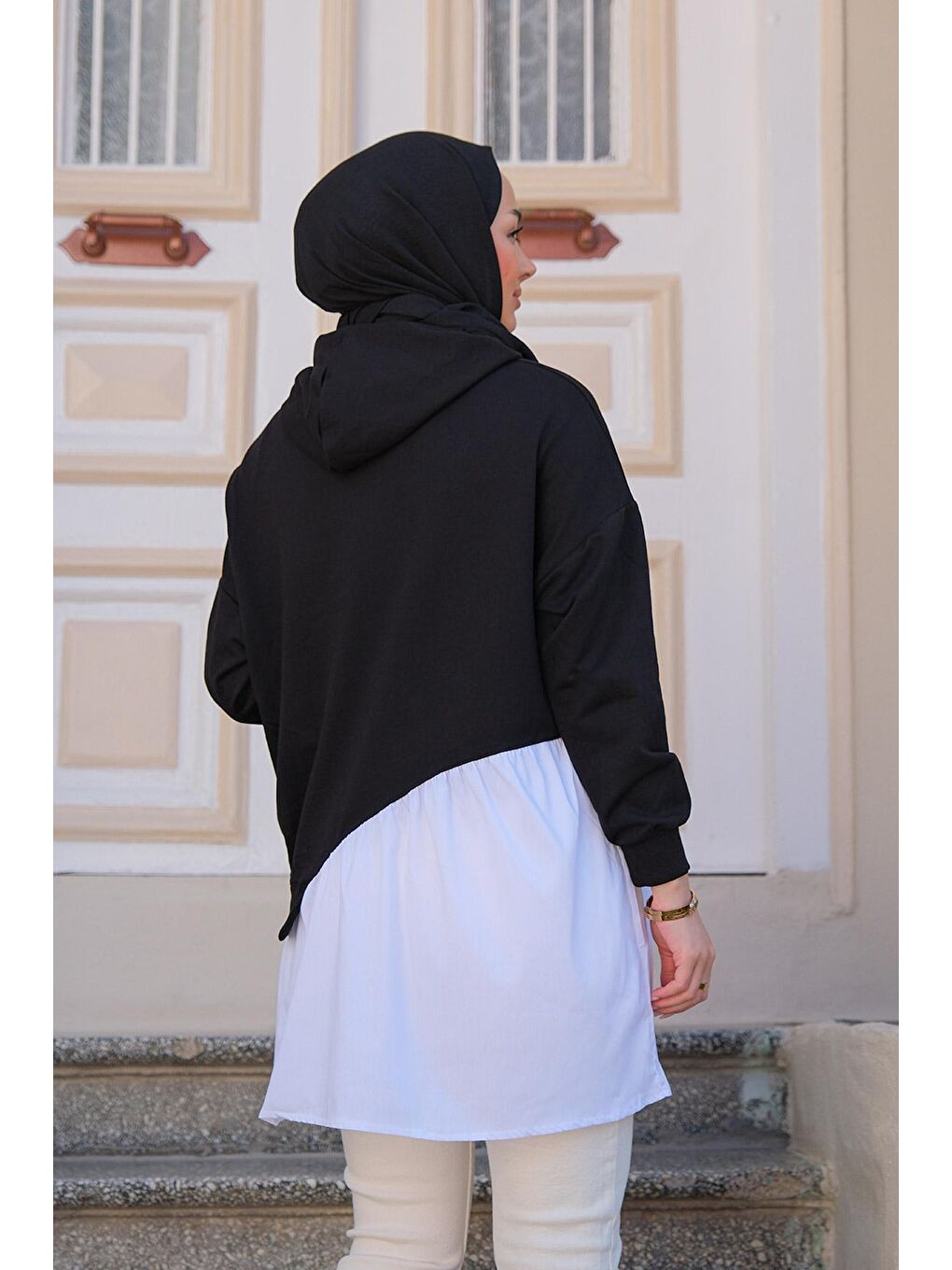 Kadın Kapüşonlu Tunik Siyah-4