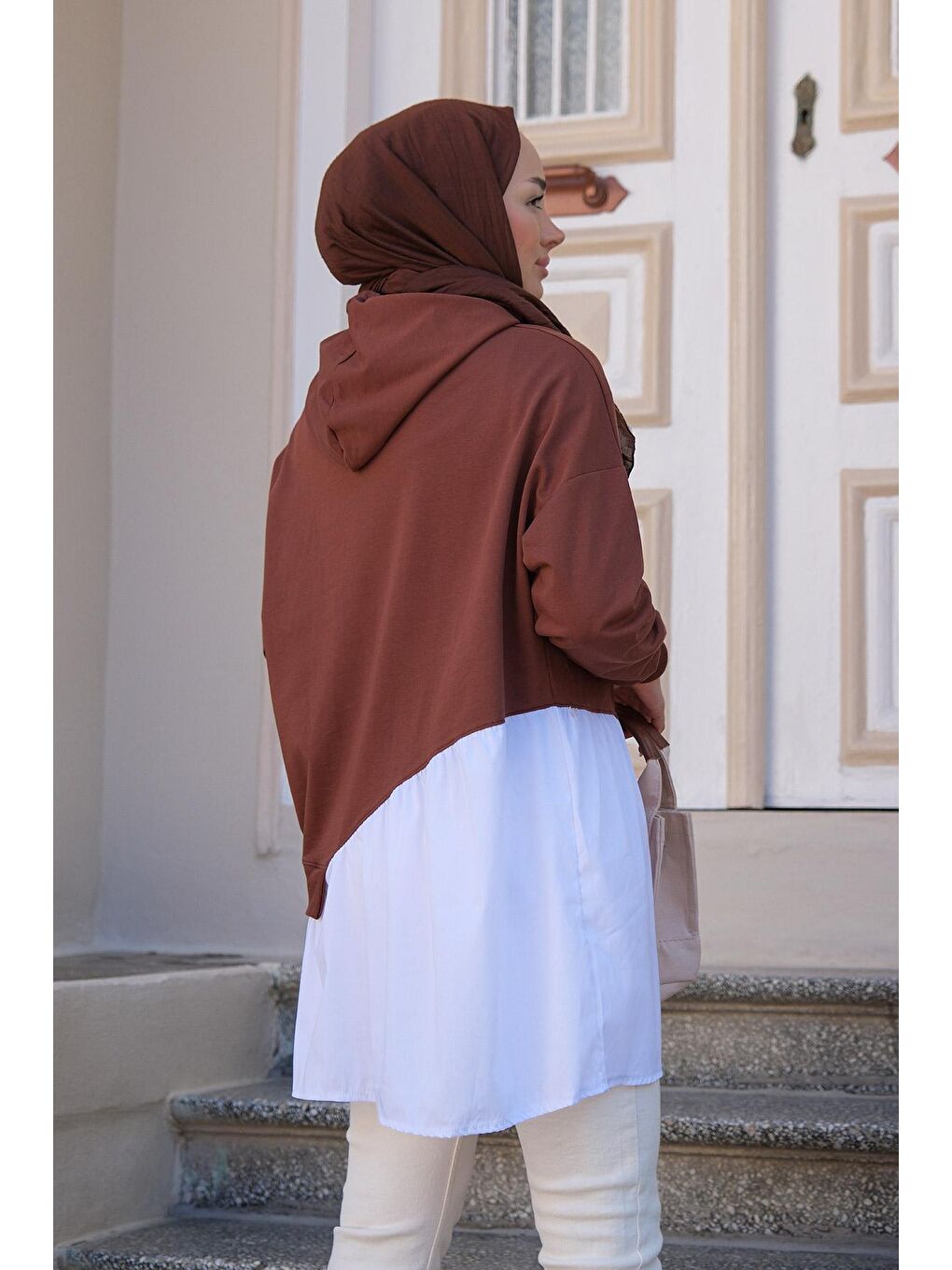 Kadın Kapüşonlu Tunik Kahverengi-4