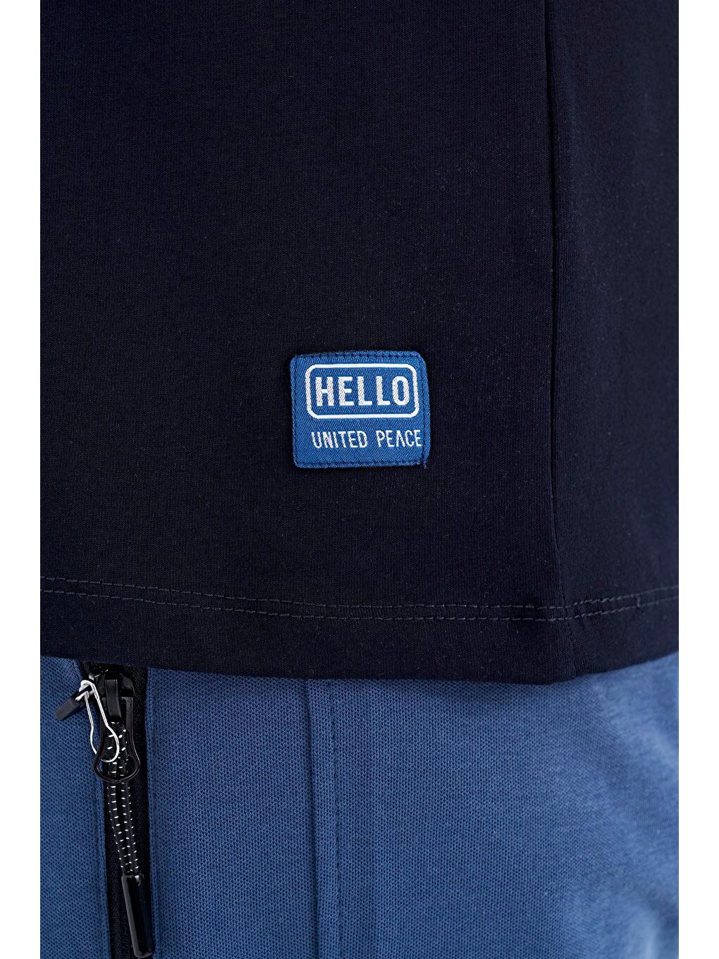 Lacivert Yazı Desen Baskılı O Yaka Standart Kalıp Erkek Tişört - 88183-2