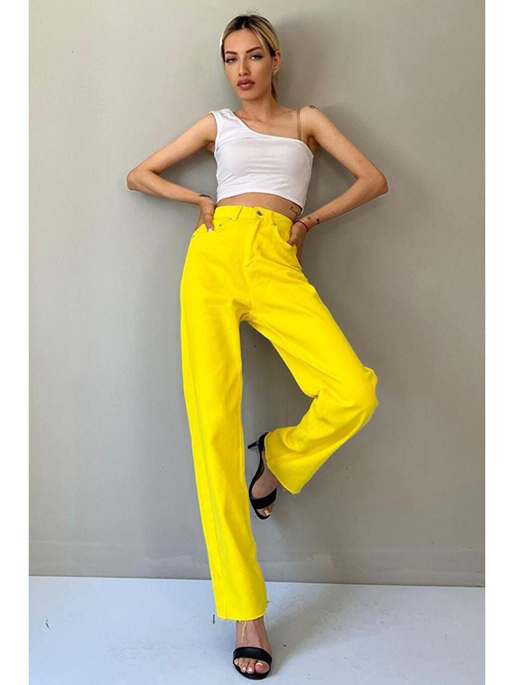 Sarı Palazzo Jean Mg1189-3