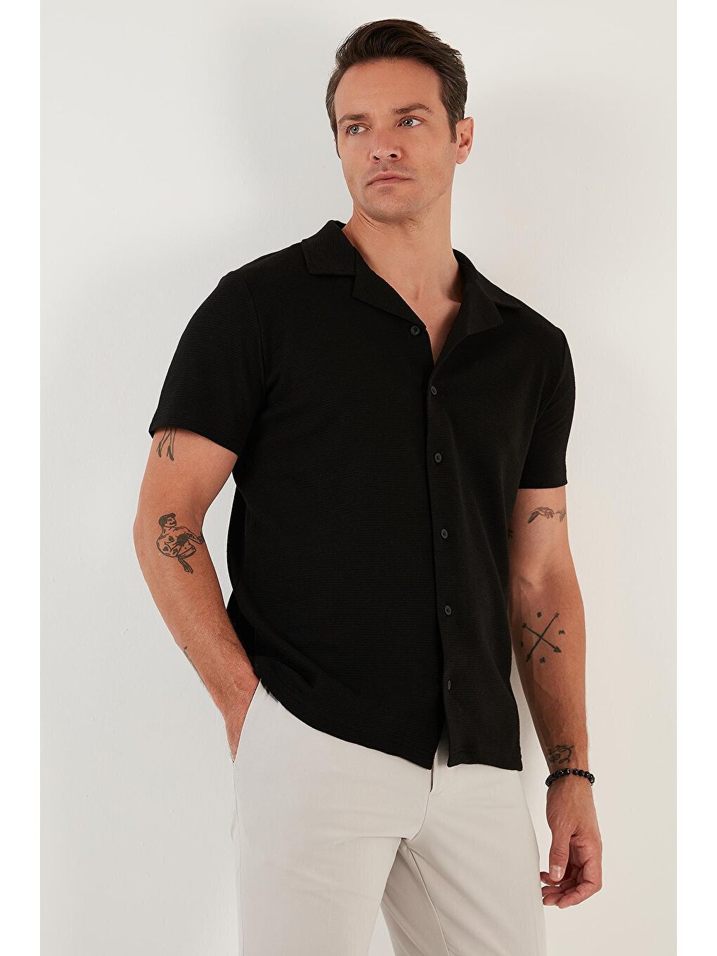 Buratti Siyah Pamuklu Regular Fit Kısa Kollu Gömlek 5902640 - 3