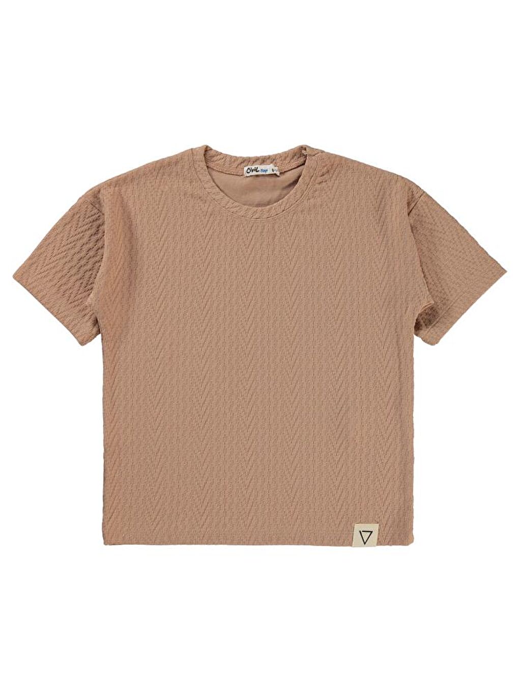 Bej Boys Kendinden Desenli 10-13 Yaş Tişört