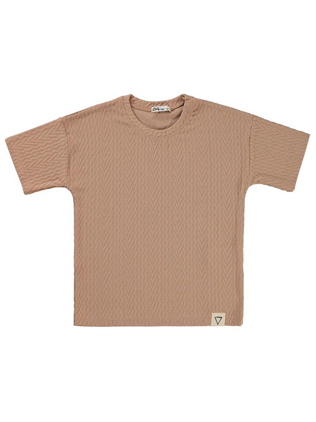 Bej Boys Kendinden Desenli 10-13 Yaş Tişört-1