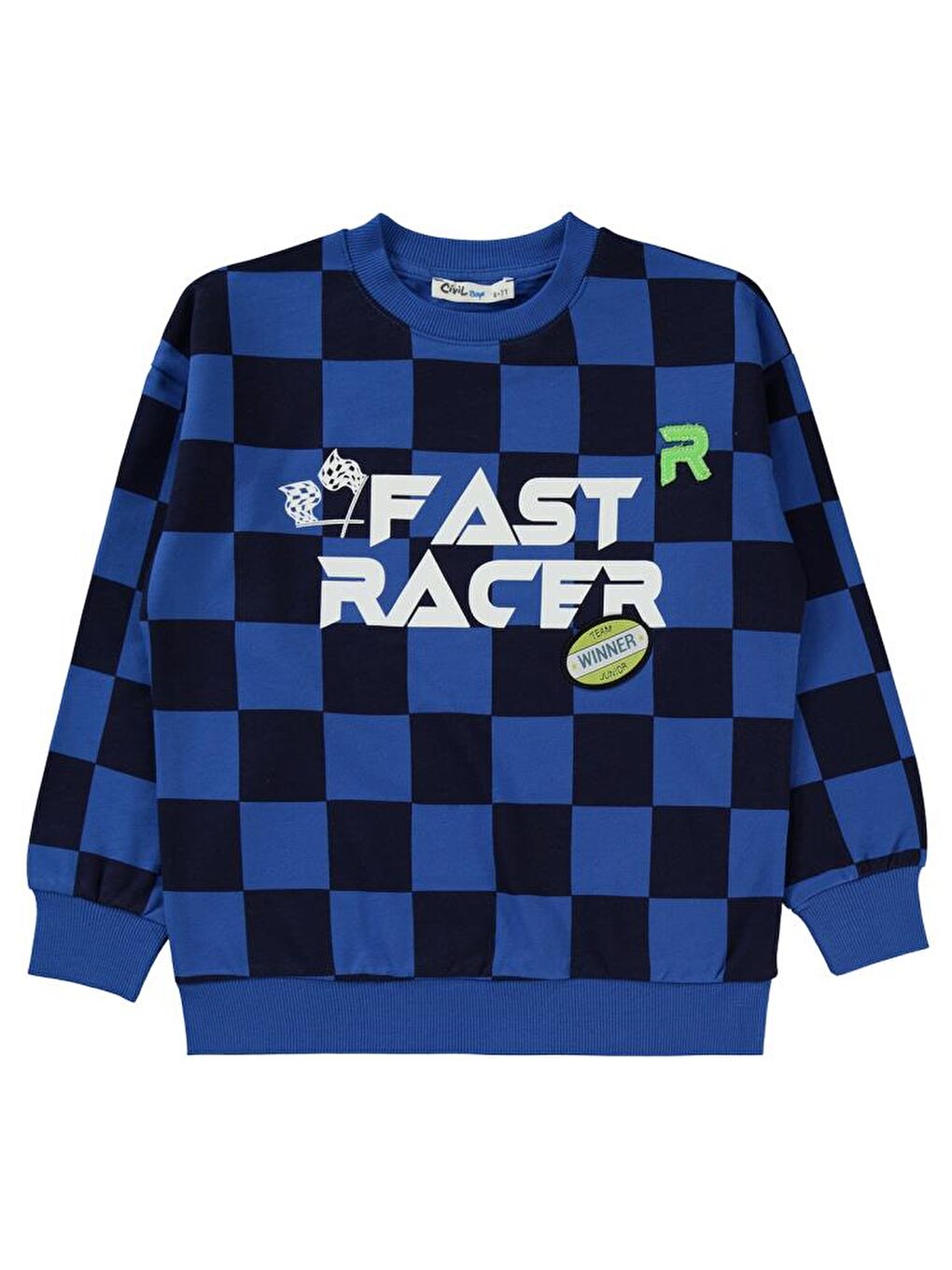 Mavi Boys Renkli Dama Empirme Racer Baskılı 6-9 Yaş Sweatshirt-1