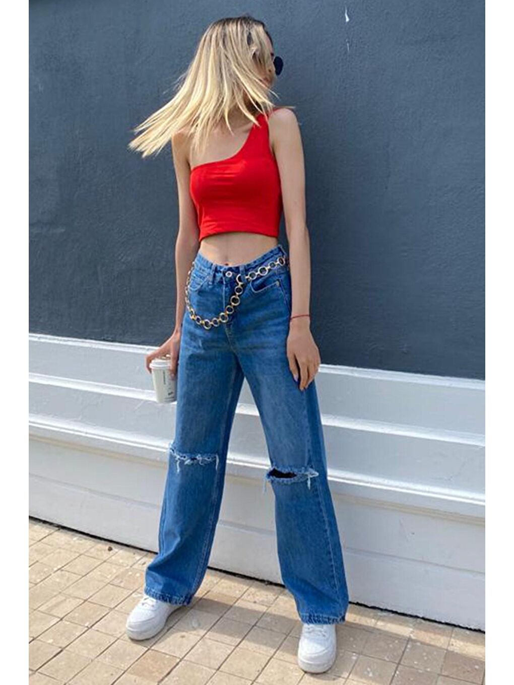 Madmext Mavi Yırtıklı Straight Leg Jean Mg1161 - 2