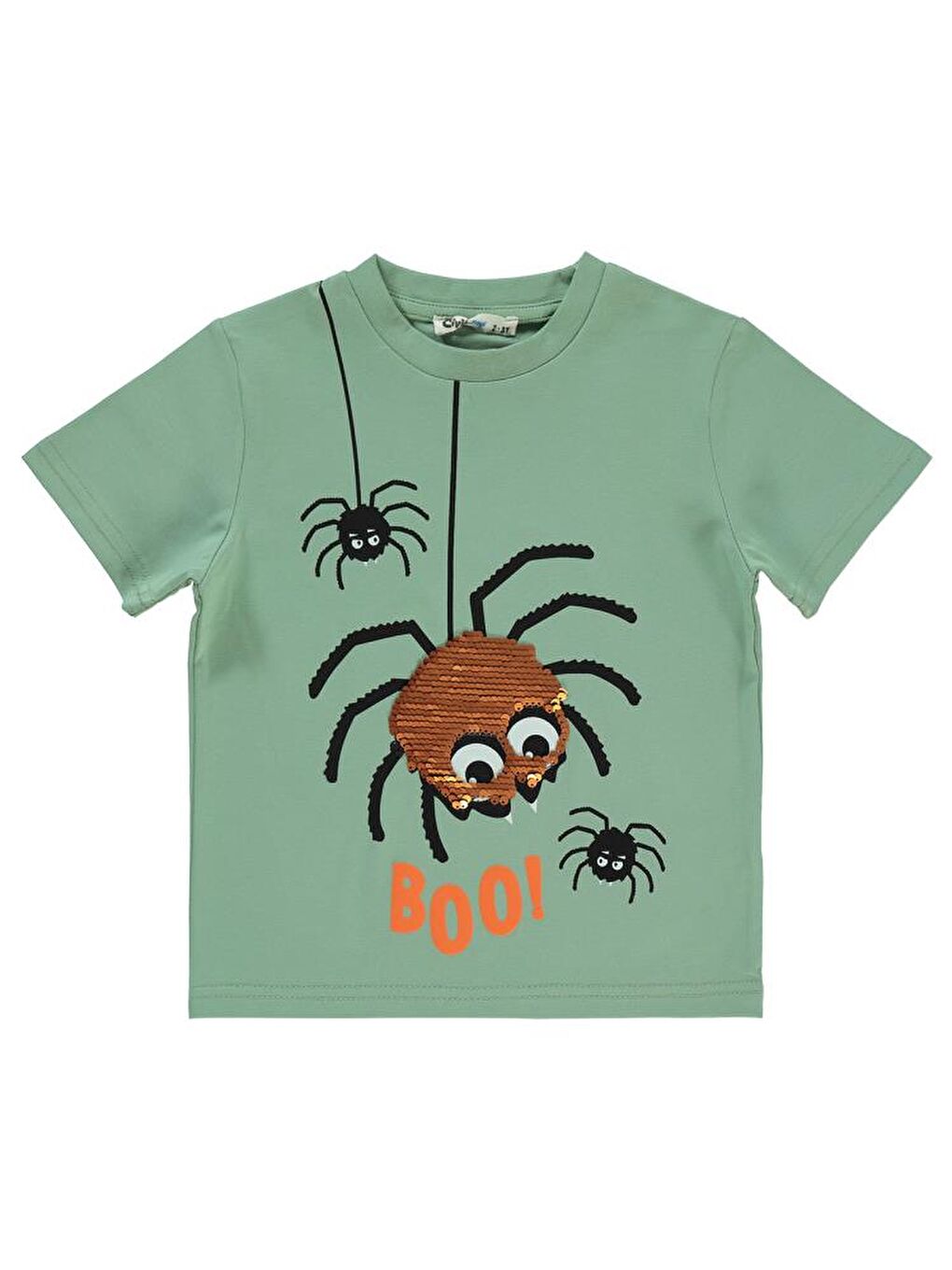 Haki Boys Örümcek Baskılı 2-5 Yaş Tişört-2