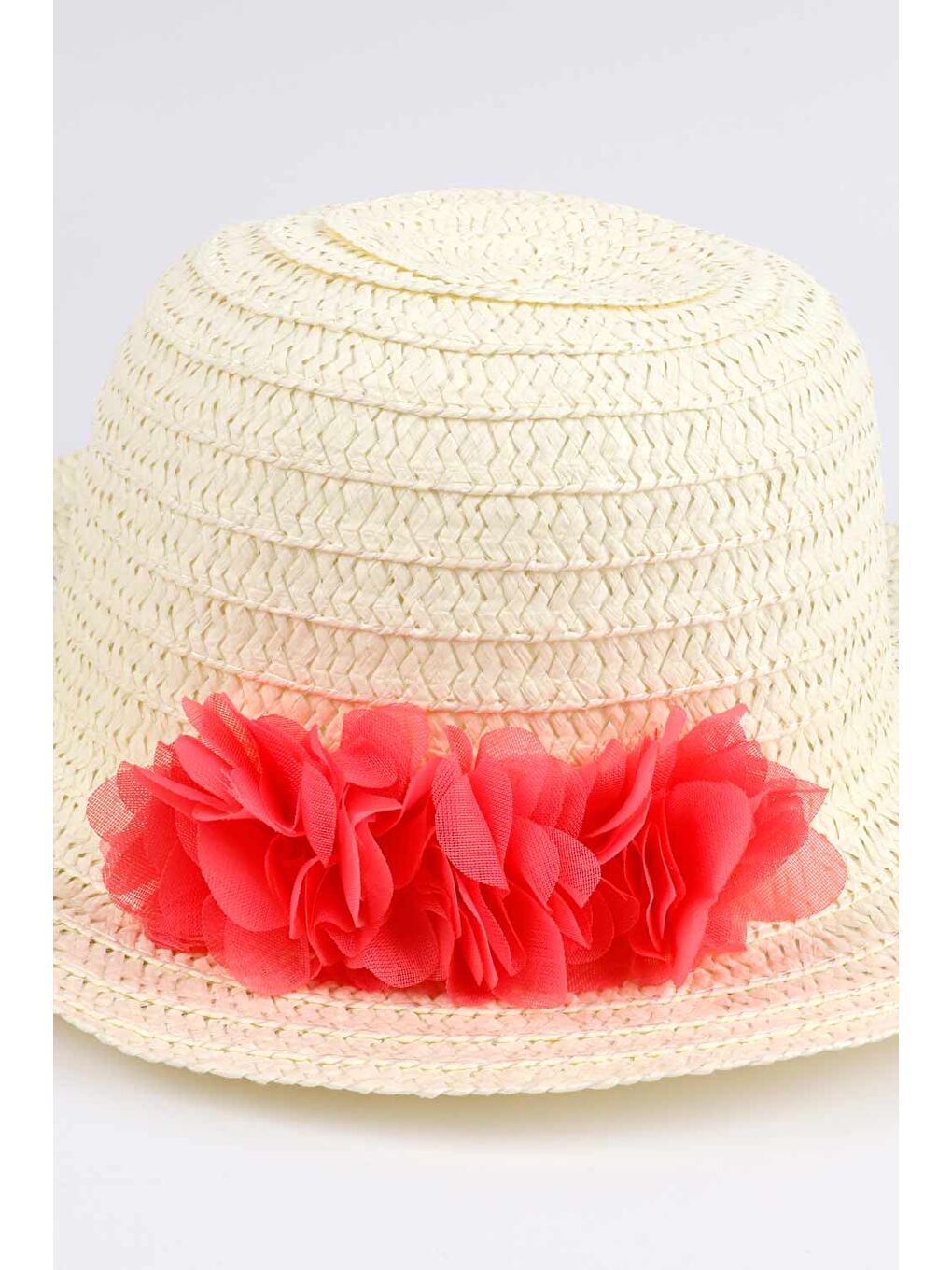 Sarı Çiçek Detaylı Kız Çocuk Hasır Şapka-1