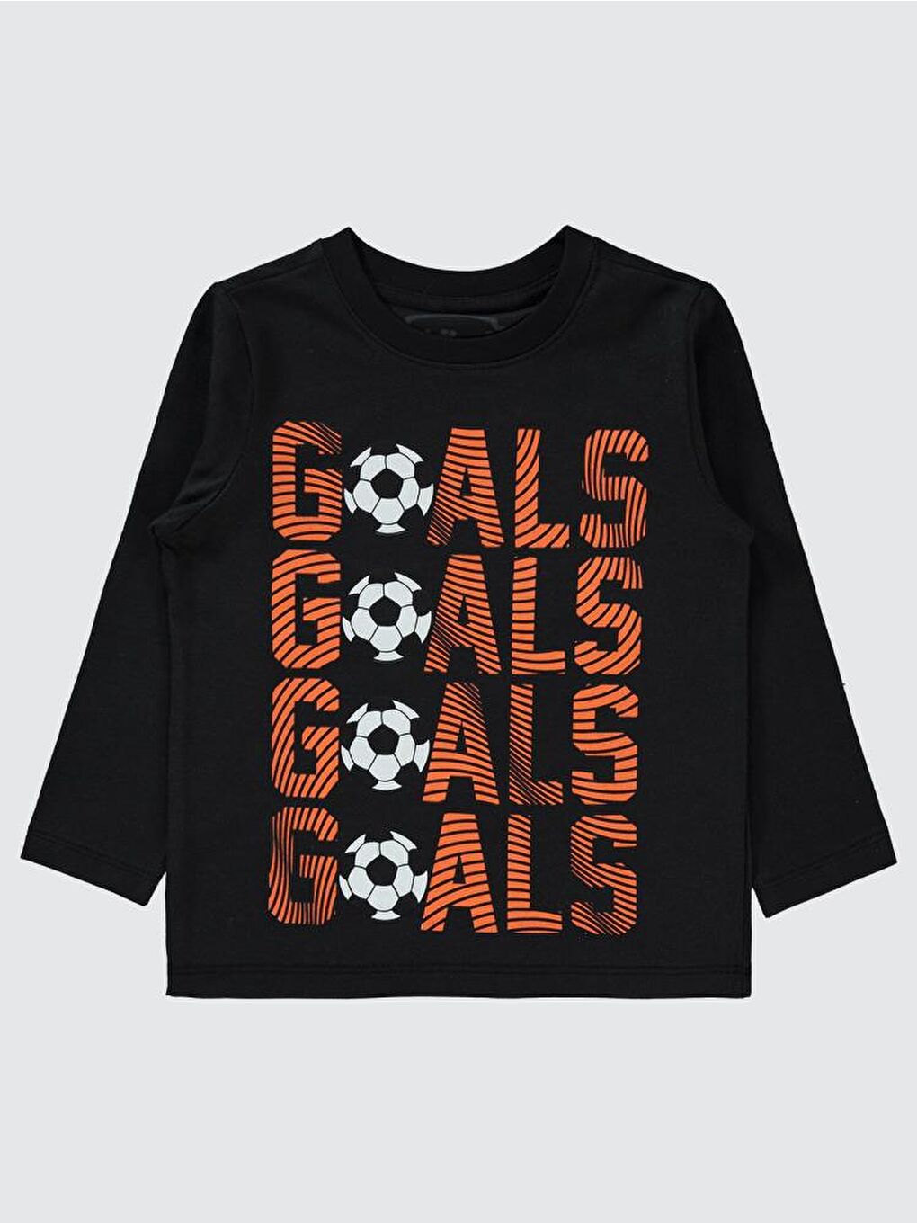 Siyah Boys Goals Baskılı 2-5 Yaş Sweatshirt
