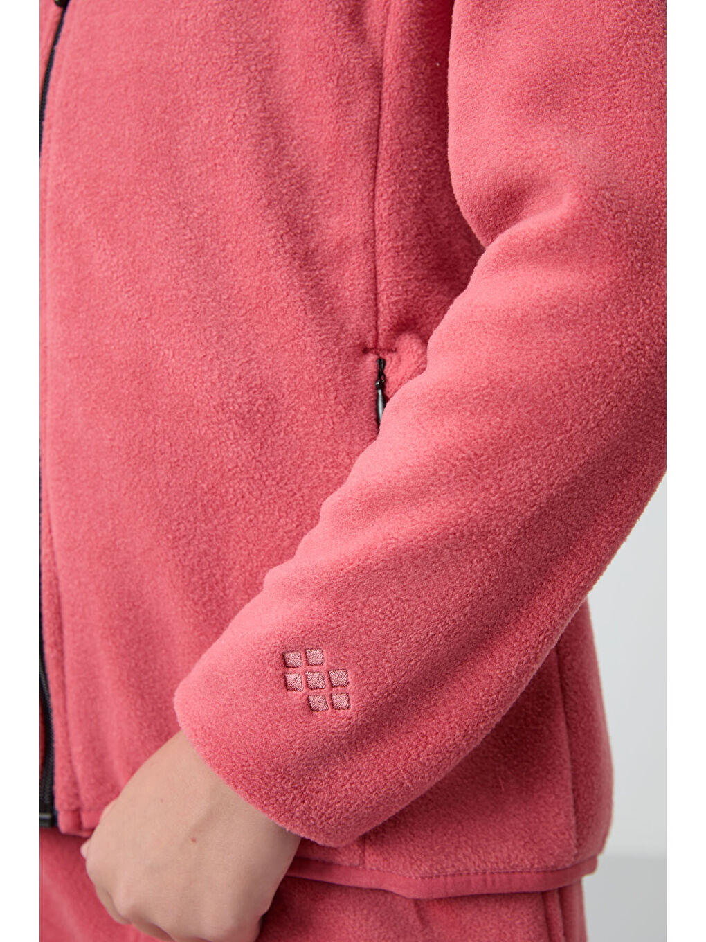 Kırmızı Yaban Gülü Kalın Yumuşak Dokulu Standart Fit Nakışlı Polar Kız Çocuk Sweatshirt - 75154-2