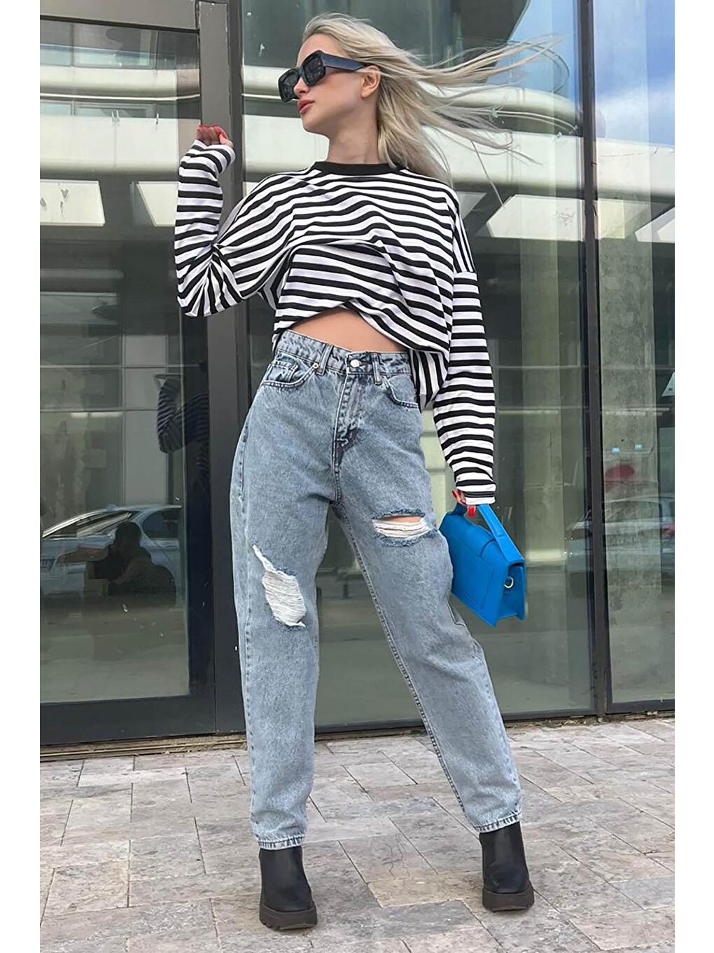 Mavi Yırtık Jean Mg1156