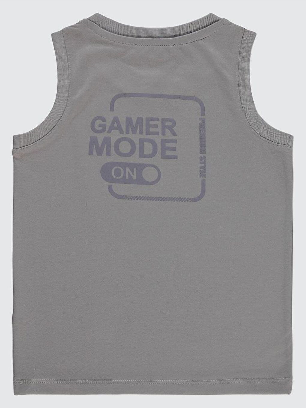 Gri Boys Gamer Mode Reflektör Baskılı Sıfır Kol 2-5 Yaş Tişört