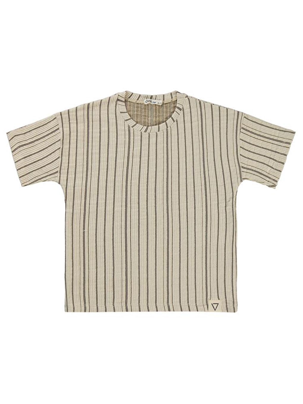 Kahverengi Boys Kendinden Desenli 6-9 Yaş Tişört-1