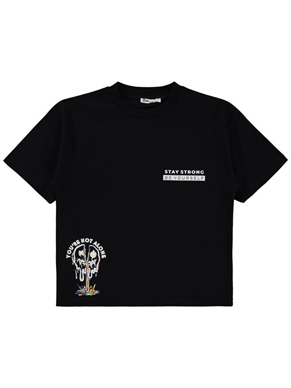 Siyah Boys Youre Not Alone Baskılı 6-9 Yaş Tişört