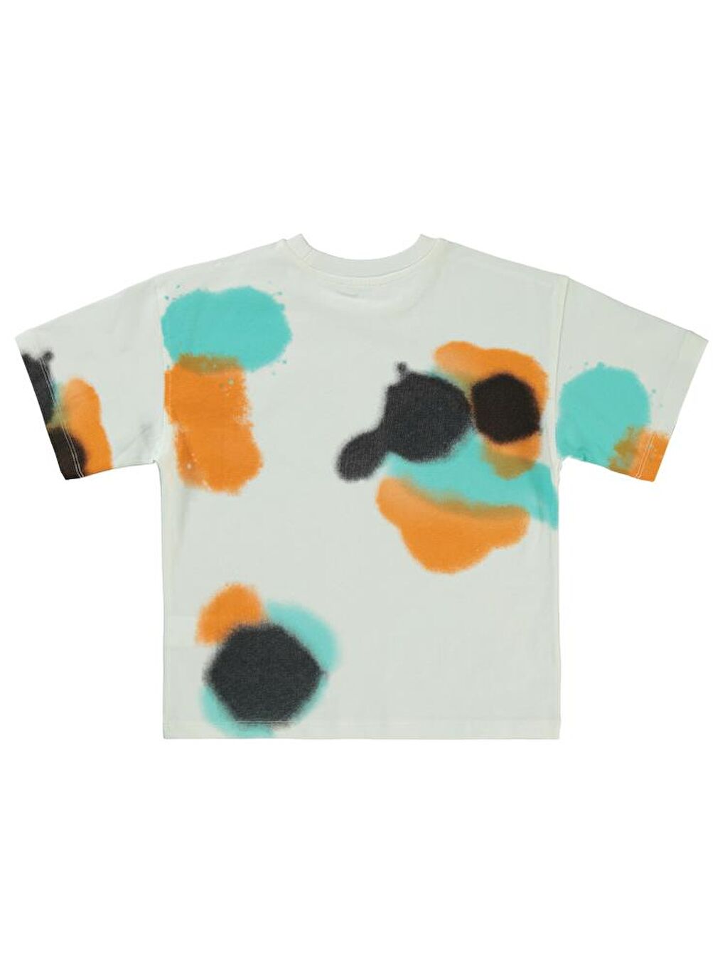 Beyaz Boys Püskürtme Boya Baskılı 10-13 Yaş Tişört