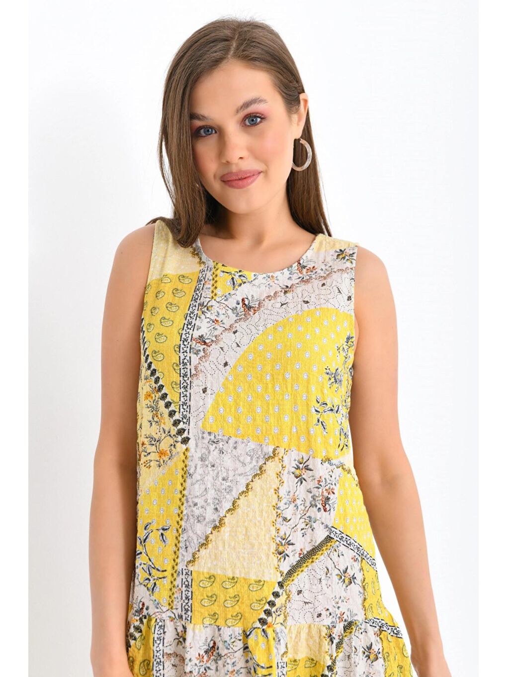 Kadın Sarı Renk Uzun Elbise-2