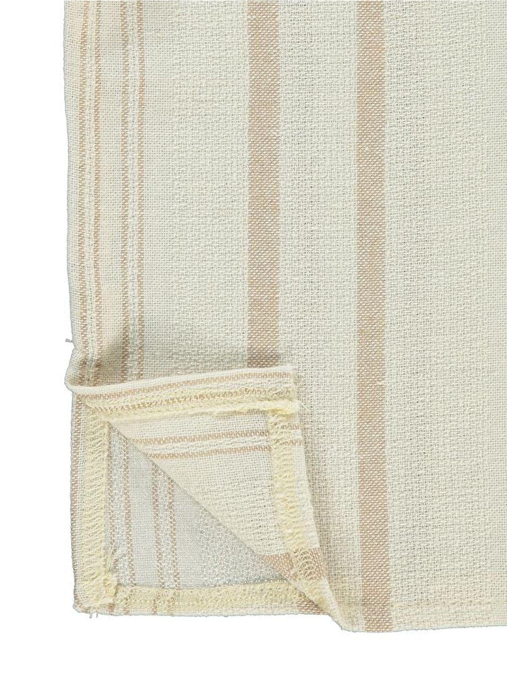 Bej Boys Çizgili Süs Düğmeli 2-5 Yaş Tişört-1