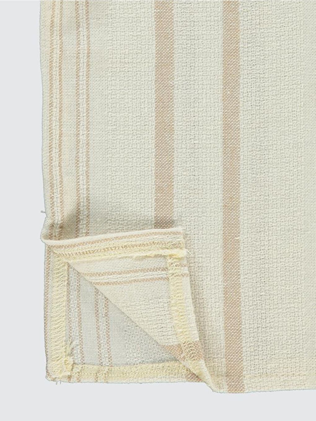 Bej Boys Çizgili Süs Düğmeli 2-5 Yaş Tişört-6