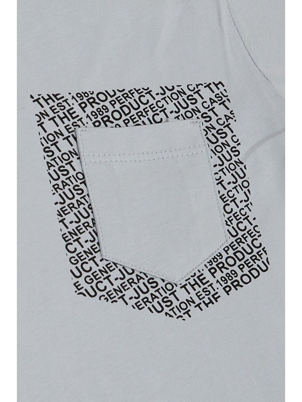 Erkek Çocuk Tişört Yazı Baskılı Cepli Gri (8-12 Yaş)-6