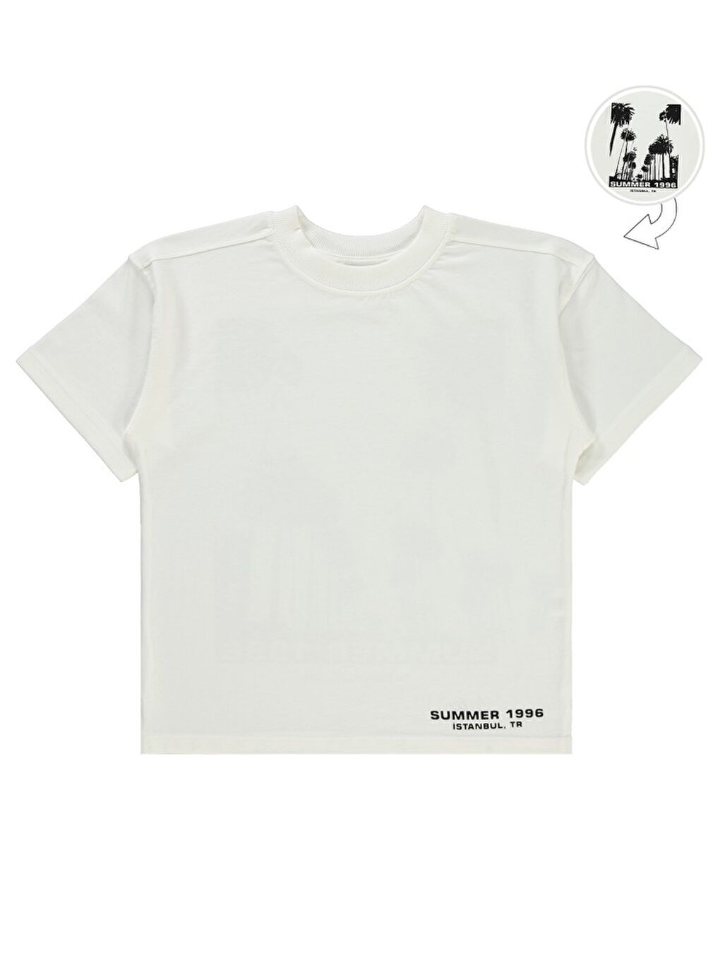 Ekru Boys Summer Baskılı Oversıze 10-13 Yaş Tişört-1