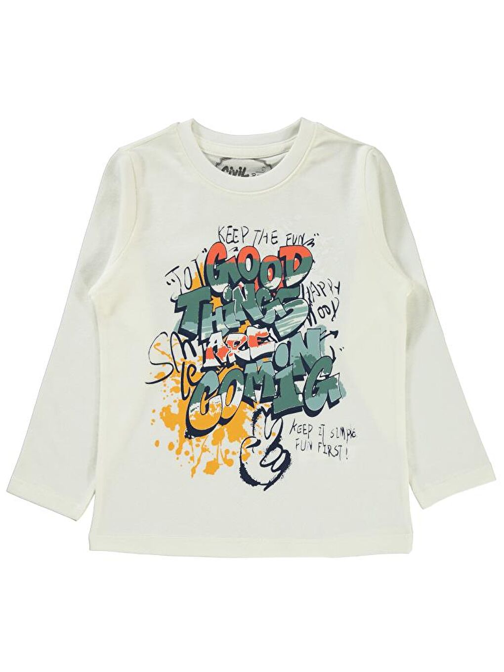 Ekru Boys Good Things Baskılı 2-5 Yaş Sweatshirt