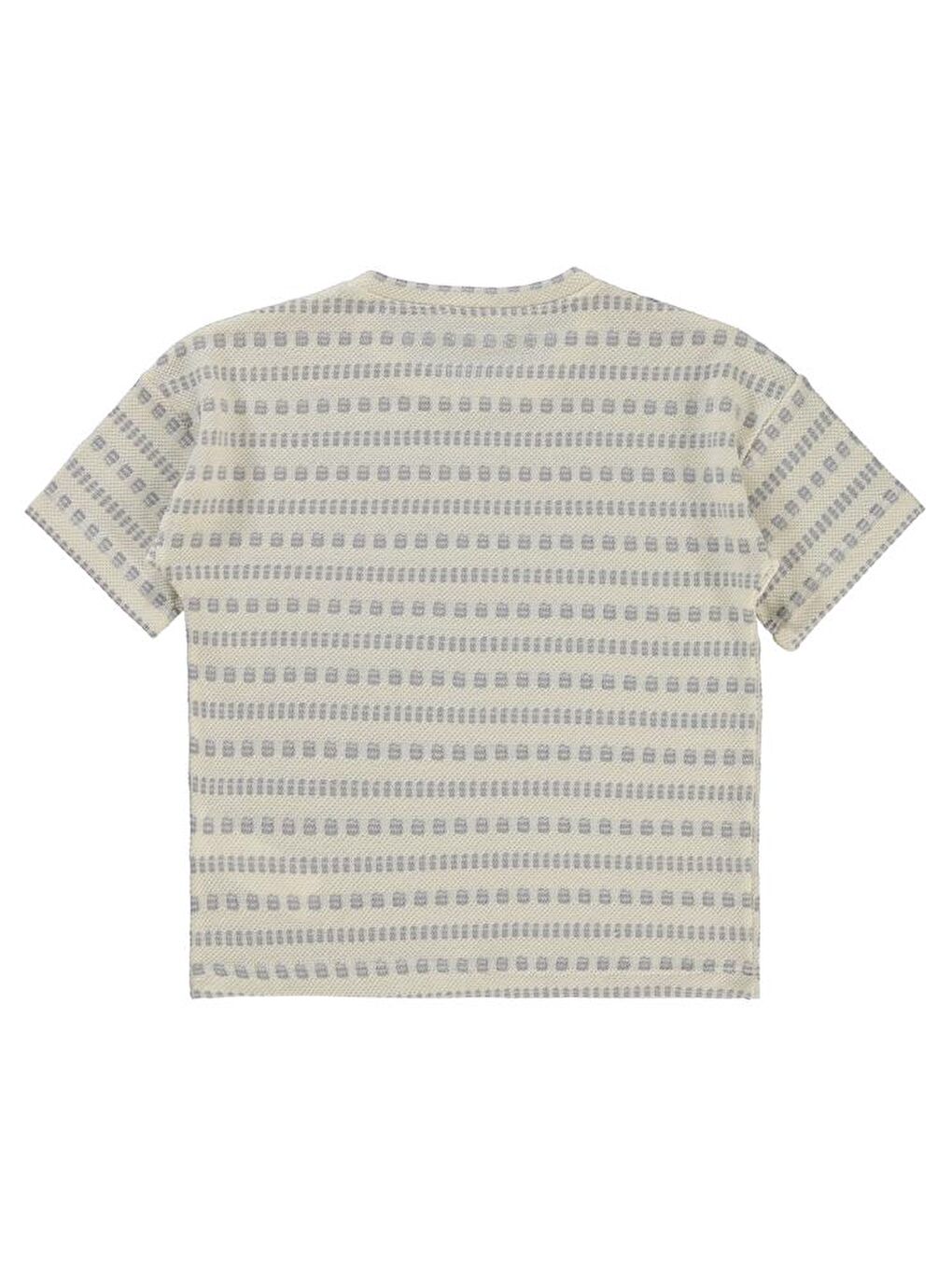 Gri Boys Kendinden Desenli 10-13 Yaş Tişört-1