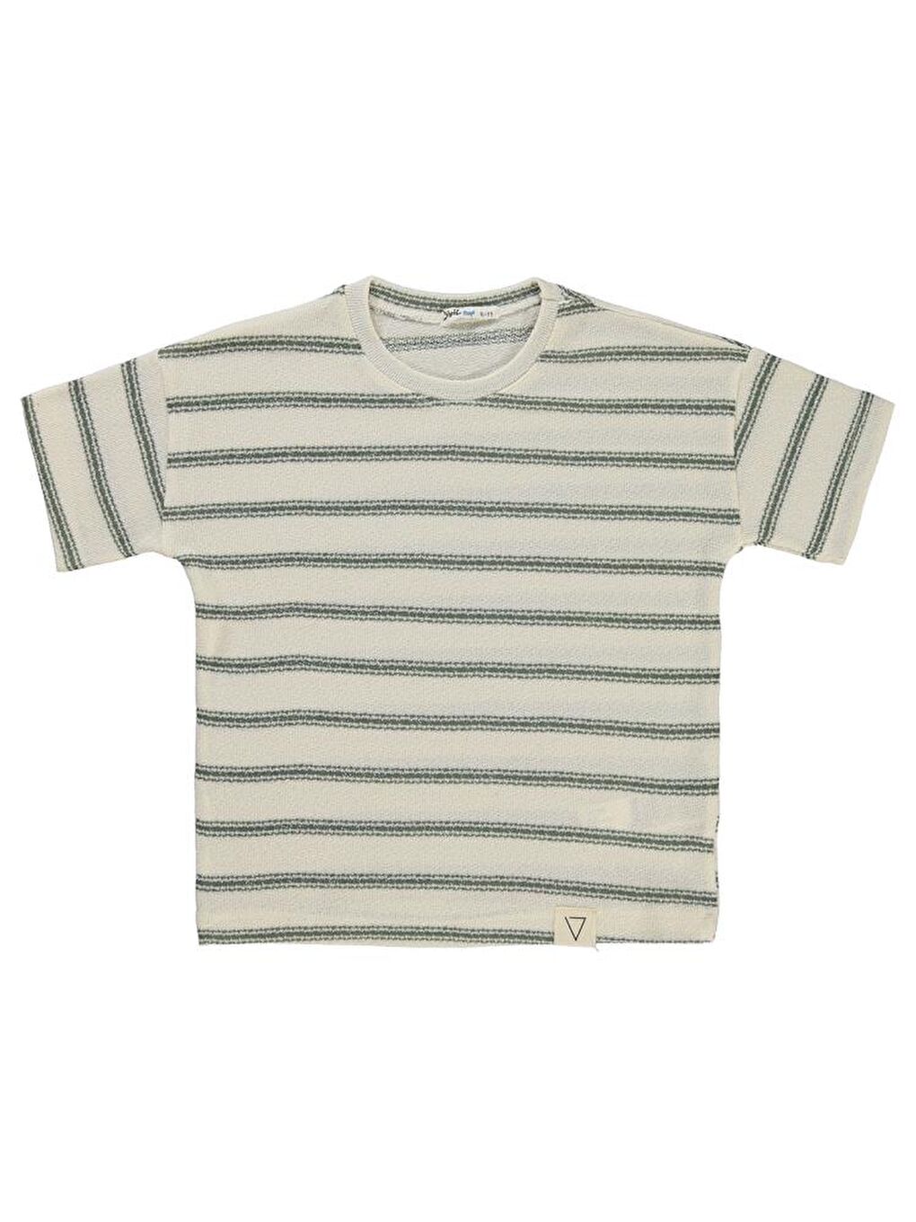 Haki Boys Çizgili 6-9 Yaş Tişört-1